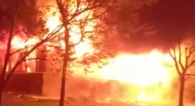 Adilcevaz'da bir çay bahçesi alev alev yandı