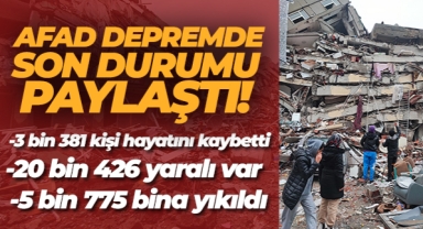 AFAD: Can kaybı sayısı 3 bin 381'e yükseldi