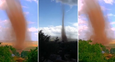 AHLAT’TA ANİDEN ÇIKAN HORTUM KORKUTTU